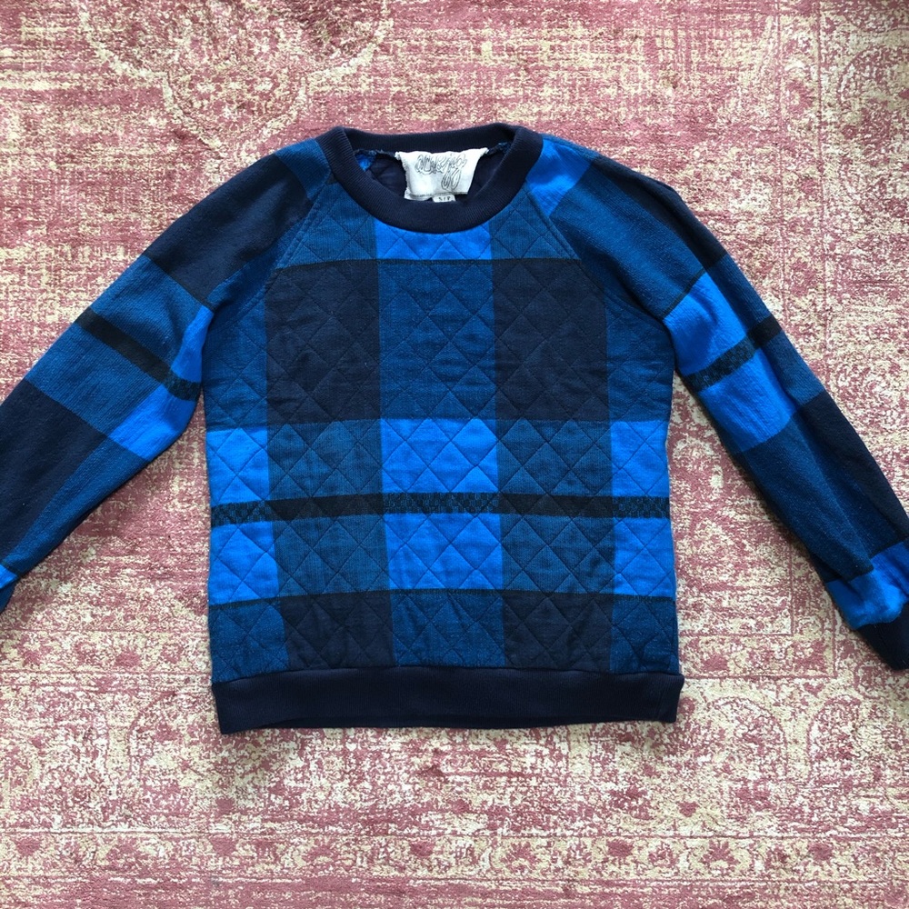 Ace & Jig quilted blue plaid sweatshirt Sz S